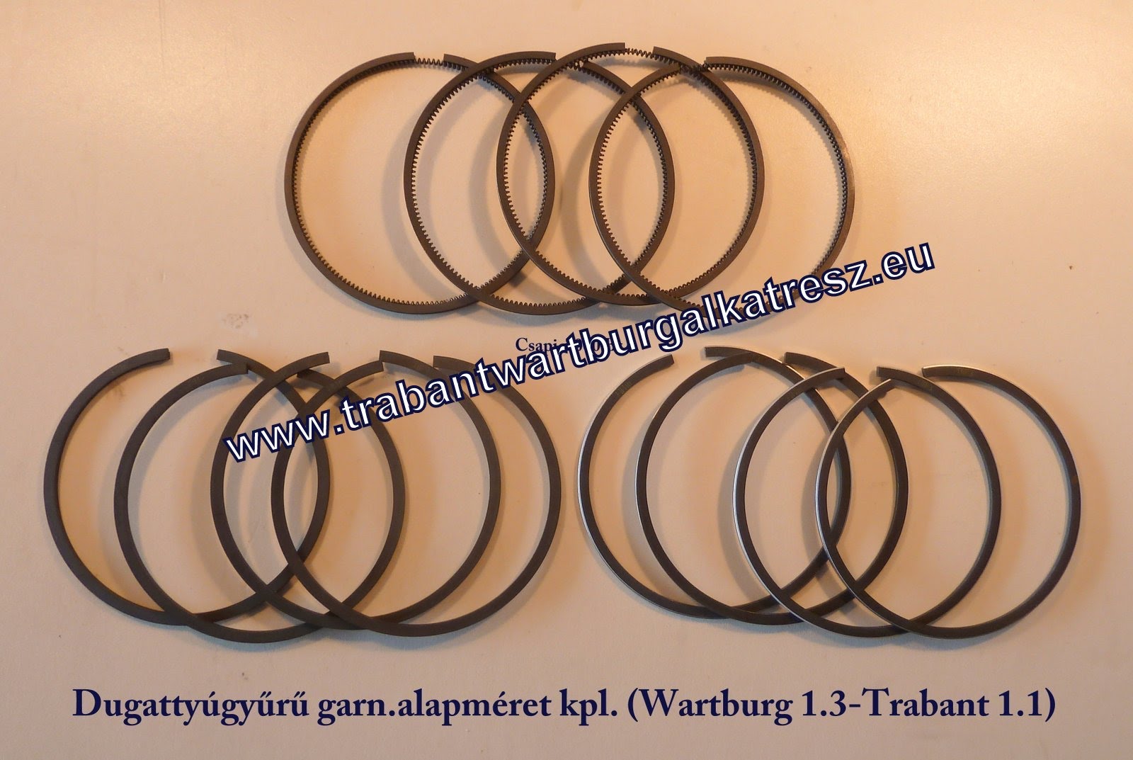Dugattyú gyűrű garnitura alapméret DDR  (Tr.1.1-Wb.1.3)